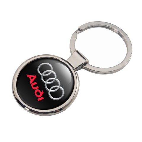 Audi Metal Key Ring Black Silver Red Classic Logo
