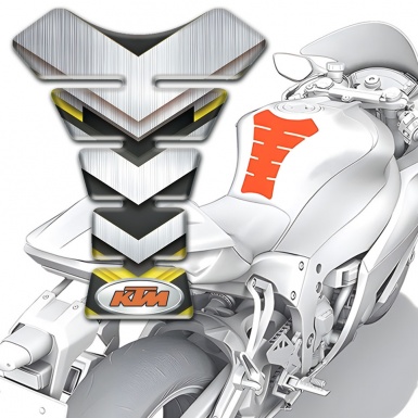 KTM Tank Guard Pads Silver with Yellow Motive Style 