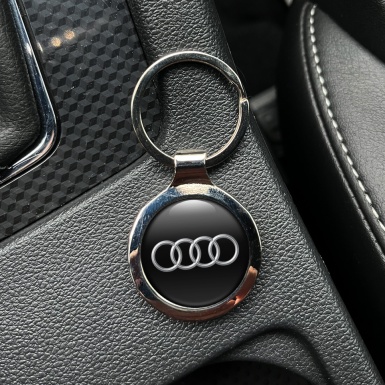 Audi Key Fob Metal Black Classic Silver Logo Design