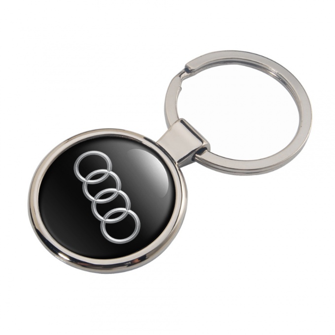 Audi Key Fob Metal Black Classic Silver Logo Design