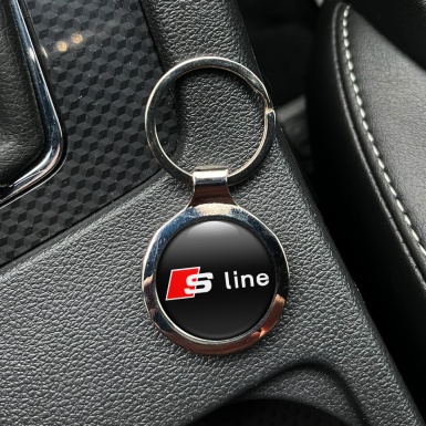 Audi S Line Metal Key Ring Black White Classic Edition