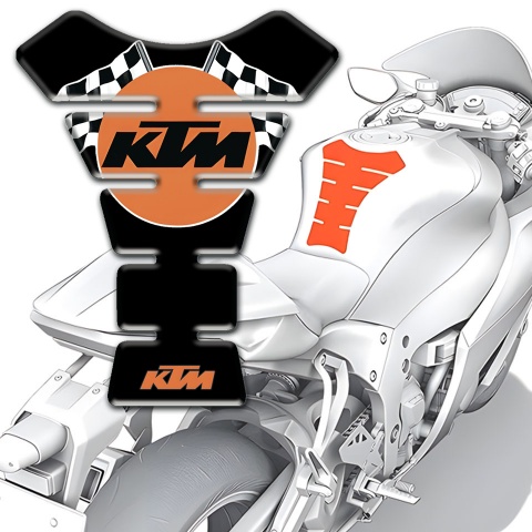 KTM Tank Guard Pads Black Base with Flags Logo Style 