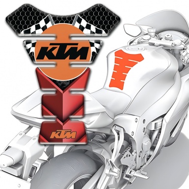 KTM Tank Pad Motorbike Red 3D Detail Base with Flags Logo 