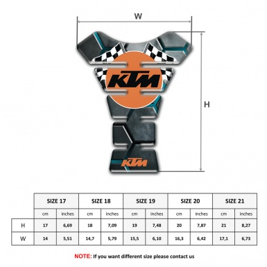 KTM Tank Protector Gray Figures with Turquoise Chanels Base and Flags logo 