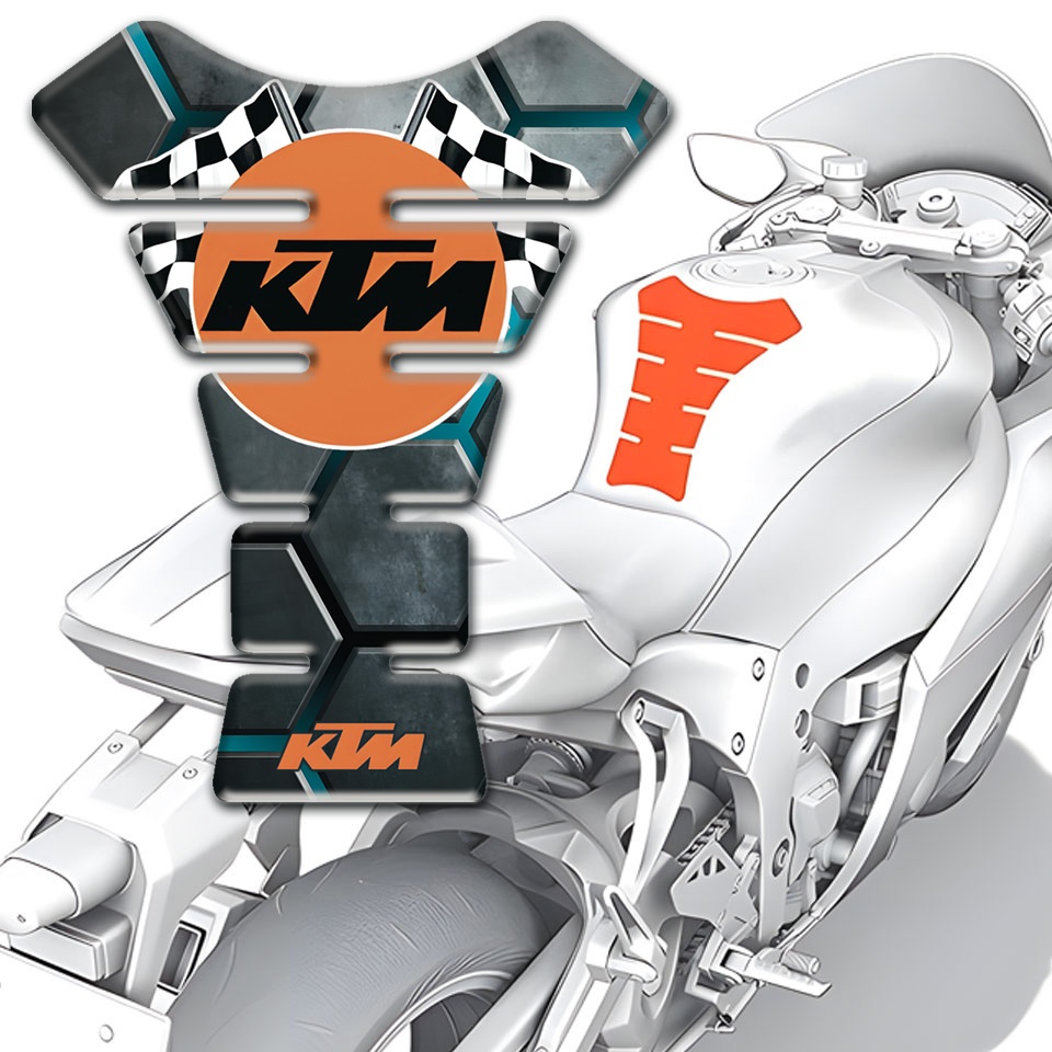 KTM Tank Protector Gray Figures with Turquoise Chanels Base and Flags ...