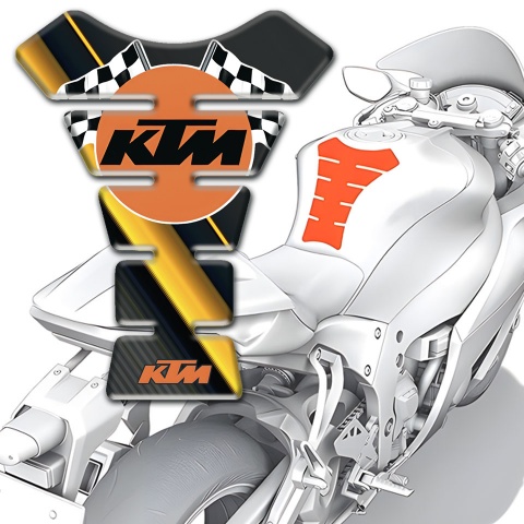 KTM Tank Guard Pads Diagonal Yllow Print Base and Racing Logo Style 