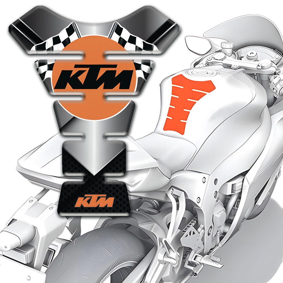 KTM Tank Pad Protector Chromed Base with Flags logo | Tank Protectors ...