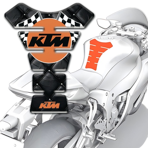 KTM Tank Pad Motorbike Black Leather Effect Racing Logo 