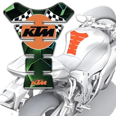 KTM Tank Protector Green Diamon effect with Round Logo