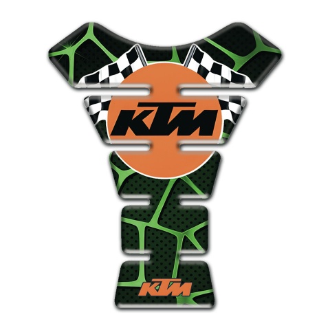 KTM Tank Fuse Black Base with Green Patterns and Round Logo