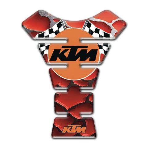 KTM Tank Pad Motorbike Red Clouds Base Effect with Flags Logo 