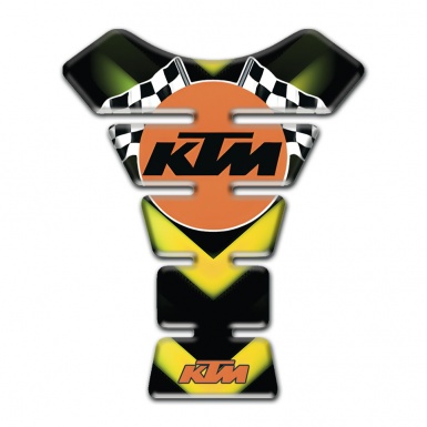 KTM Tank Pad Motorbike Black with Green Yellow Print and Flags Logo 