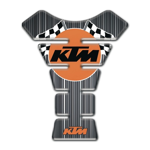 KTM Tank Fuse Gray with White Stripes Base and Flags Logo 