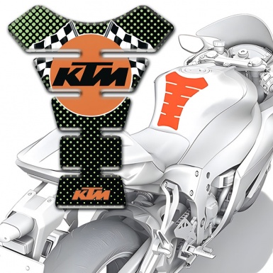 KTM Tank Guard Pads Green Dots Base with Flags Logo Style 