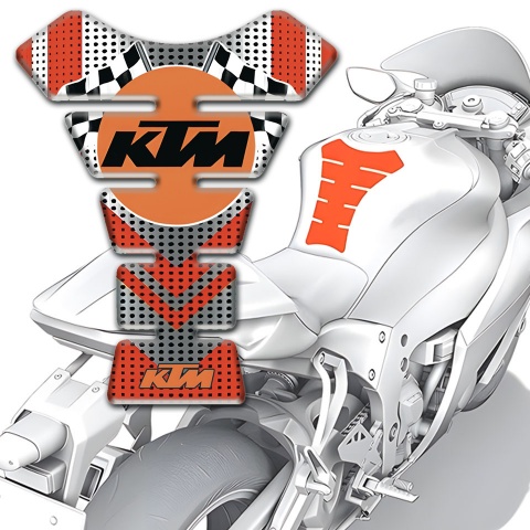 KTM Tank Pad Protector Silver Red Logo with Orange Logo 