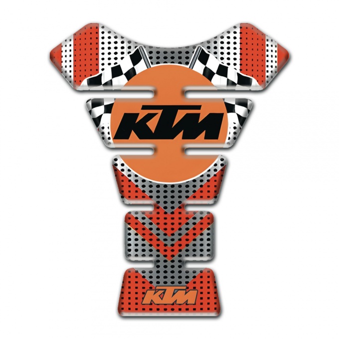 KTM Tank Pad Protector Silver Red Logo with Orange Logo 