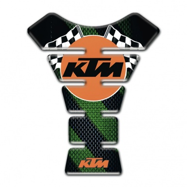 KTM Tank Fuse Black with Green Band Base and Round Logo 
