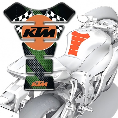 KTM Tank Fuse Black with Green Band Base and Round Logo 