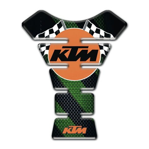 KTM Tank Fuse Black with Green Band Base and Round Logo 