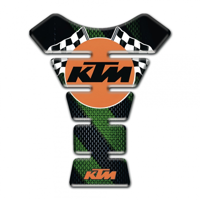 KTM Tank Fuse Black with Green Band Base and Round Logo 