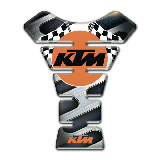 KTM Tank Pad Motorbike Metal Effect base and Round Logo 