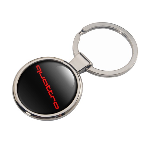 Audi Quattro Metal Key Ring Metal Black Red Logo Design
