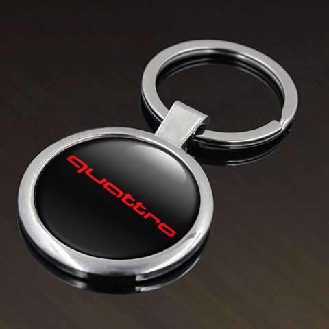 Audi Quattro Metal Key Ring Metal Black Red Logo Design