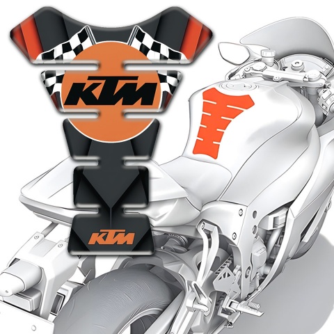 KTM Tank Pad Protector Dark with Orange Motive Base and Flags Logo 