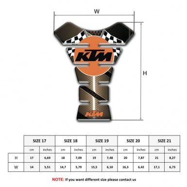KTM Tank Pad Motorbike Bronze Base with racing Logo Style 