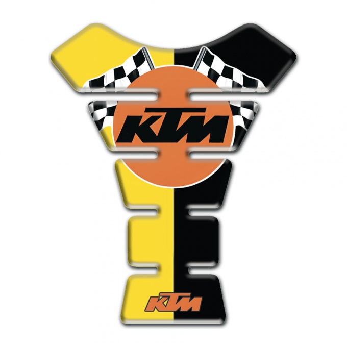 KTM Tank Guard Pads Black Yellow Halves Base and Racing Logo 
