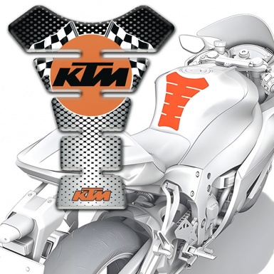 KTM Tank Pad Motorbike Silver Black Base and Flags Logo Style 