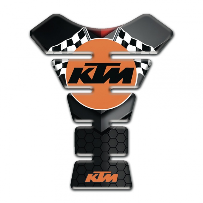 KTM Tank Guard Pads Orange Circle with Flags Logo 