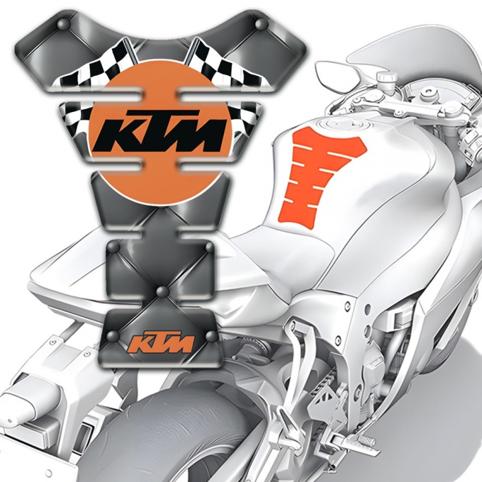 KTM Tank Protector Gray Leather Effect with Racing Logo | Tank ...
