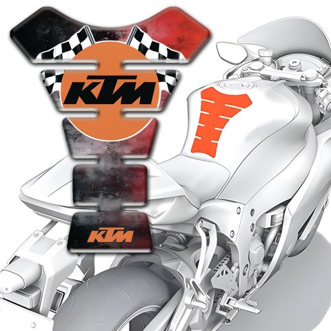 KTM Tank Guard Pads Mixed Colors Base and racing Flags logo 