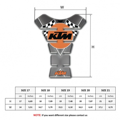 KTM  Tank Protector Gray with White Stripe Base and Racing Flags logo