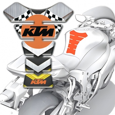 KTM Tank Guard Pads Silver Yellow Decoration with Racing Logo