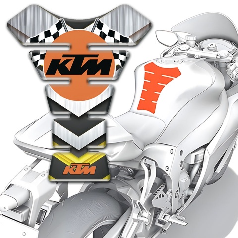 KTM Tank Guard Pads Silver Yellow Decoration with Racing Logo 