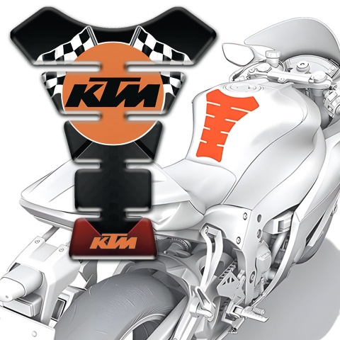 KTM Tank Pad Protector Black Red Print Base and Round Logo 