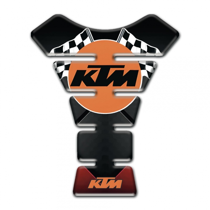 KTM Tank Pad Protector Black Red Print Base and Round Logo