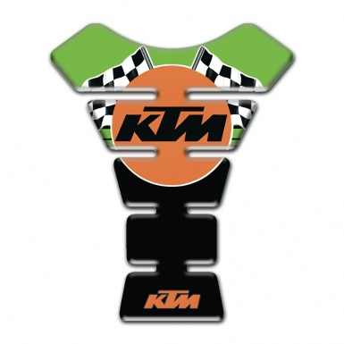 KTM Tank Protector Green Black Print with Racing Flags Logo Style