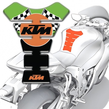 KTM Tank Protector Green Black Print with Racing Flags Logo Style