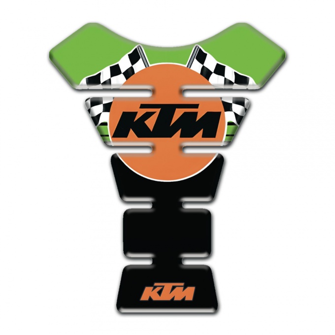 KTM Tank Protector Green Black Print with Racing Flags Logo Style