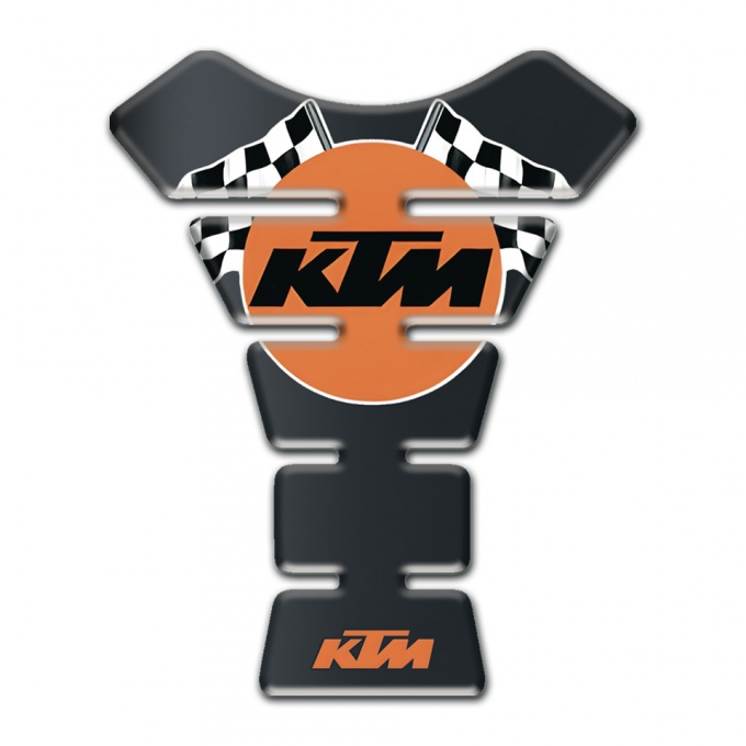 KTM Tank Guard Pads Graphite Base and Orange Round Logo