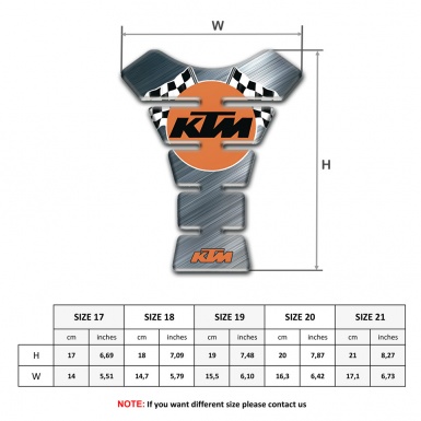 KTM Tank Pad Motorbike Polished Base with Racing Flags Logo 