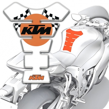 KTM Tank Guard Pads White Base Racing Logo