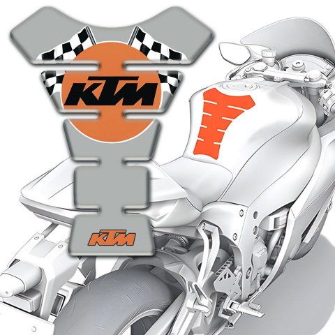 KTM Tank Guard Pads Gray Base Racing Flags logo 