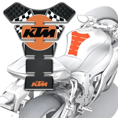 KTM Tank Protector Dark Mesh Base Racing Flags Logo 