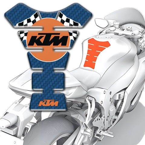KTM Tank Fuse Navy Blue Carbon Base Racing Flags Logo 