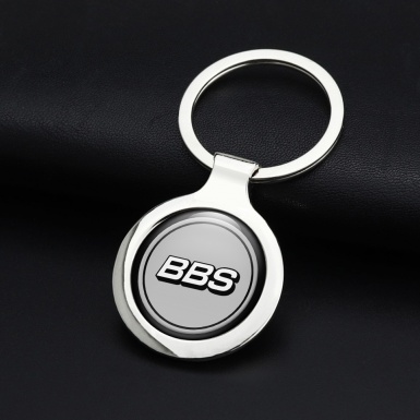 BBS Metal Fob Chain Silver Black Ring White Logo Design