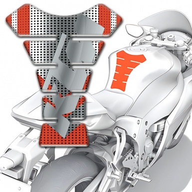 KTM Tank Pad Protector Silver Red Base Gray Logo Style 